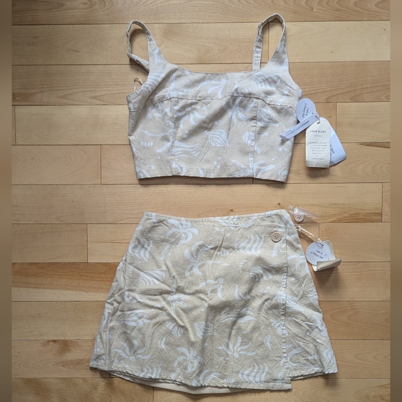 Midnight Sky Pants - Elegant Beige Linen Blend 2 piece set